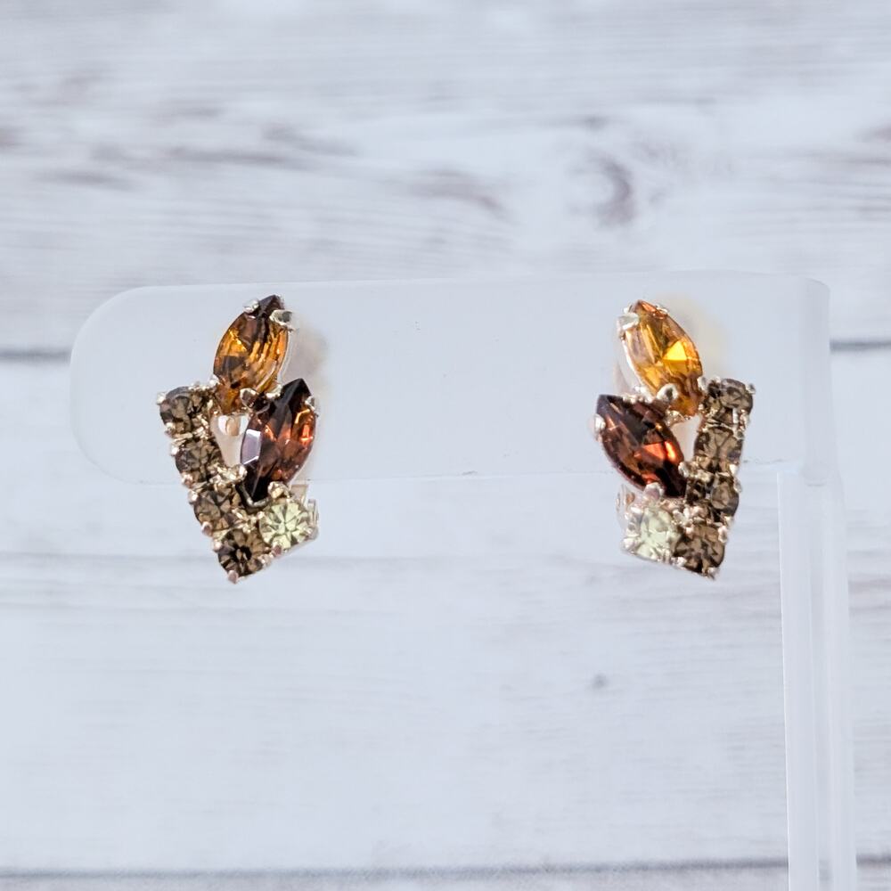 Vintage Clip On Earrings Stunning Fall Theme Gems Pretty